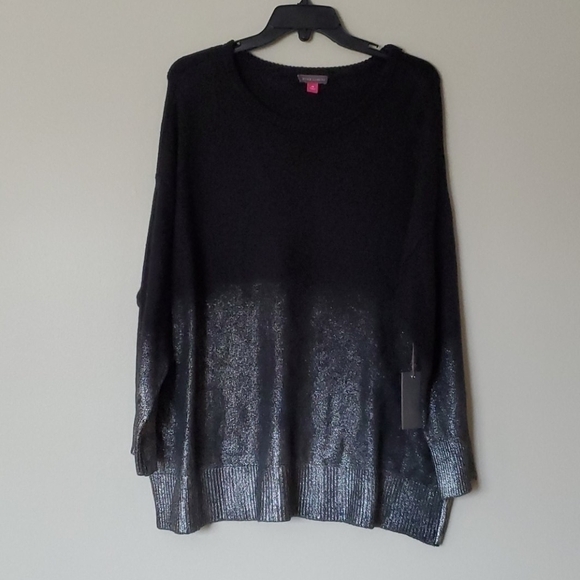 NWT Vince Camuto Metallic Ribb Trim Pull sweater - Picture 3 of 8